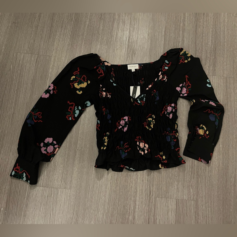 Who What Wear Retina Puff Sleeve V-neck Blouse